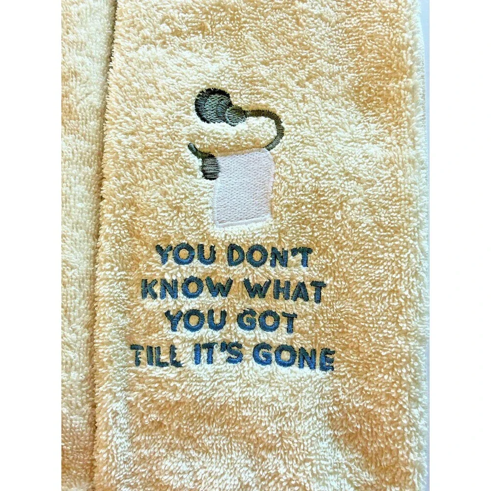 Avanti Hand Towels Don't Know What You've Got Ivory Embroidered Guest Set of 2